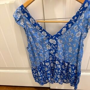 Loft blue and white top